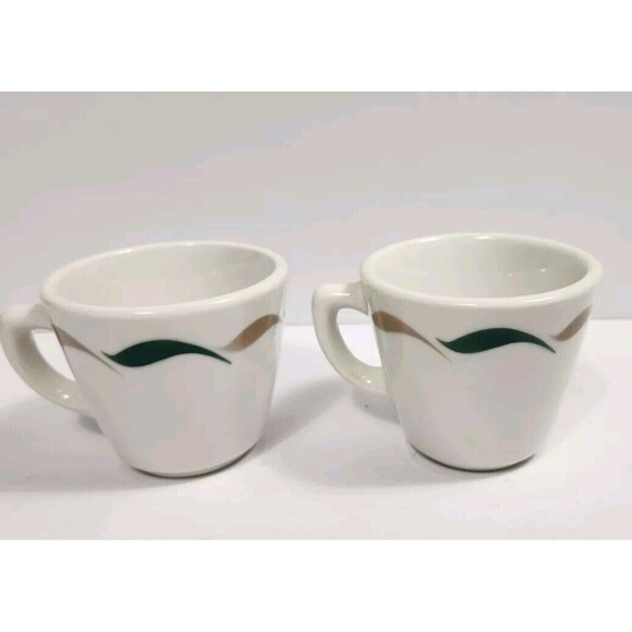 Vintage Jackson Custom China Mug Set Of Two White With Green & Brown flow  K9 - Picture 1 of 9